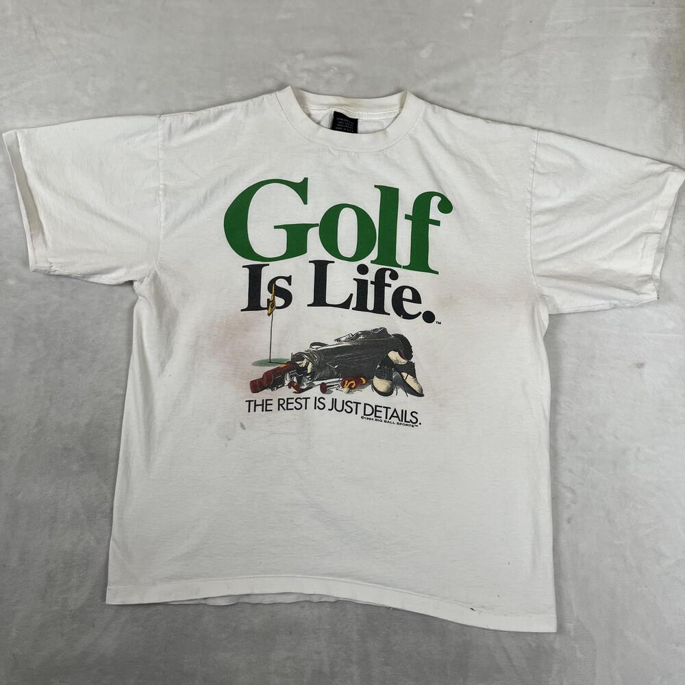 Vintage Big Ball Sports Golf Is Life T-Shirt Mens XL White 1994 Funny Graphic